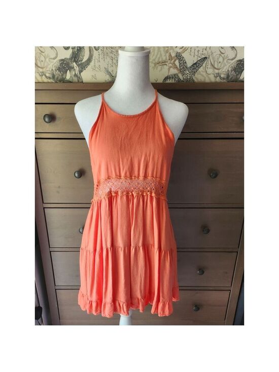 Cotton Candy Dresses & Skirts - Salmon sundress with a low back and tiered ruffle hem size medium